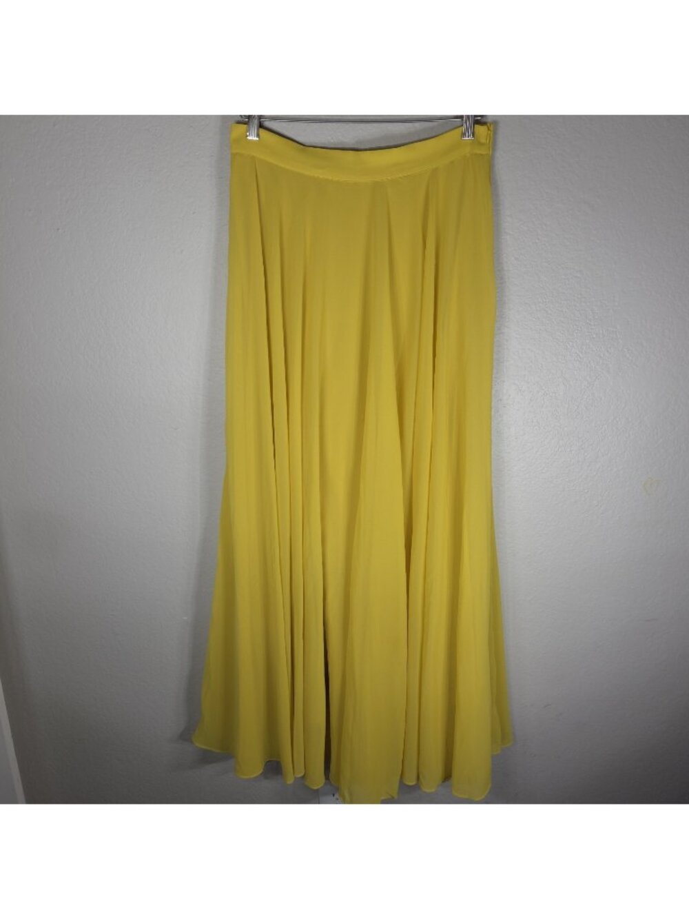 Morning Lavender Chiffon Yellow Maxi Skirt Size L Pleated Zip Closure